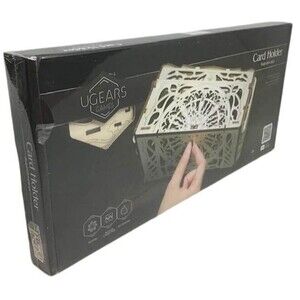 Ugears Model Card Holder Self Assemble Wood Kit DIY Mechanical NEW